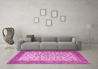 Machine Washable Persian Pink Traditional Rug, wshtr1334pnk