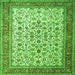 Round Machine Washable Persian Green Traditional Area Rugs, wshtr1334grn