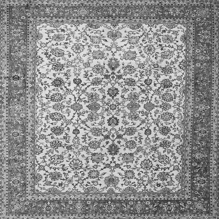 Round Machine Washable Persian Gray Traditional Rug, wshtr1334gry