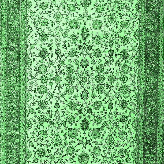 Machine Washable Persian Emerald Green Traditional Area Rugs, wshtr1334emgrn