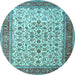 Round Machine Washable Persian Light Blue Traditional Rug, wshtr1334lblu