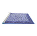 Sideview of Machine Washable Persian Blue Traditional Rug, wshtr1334blu