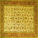 Square Machine Washable Persian Yellow Traditional Rug, wshtr1334yw