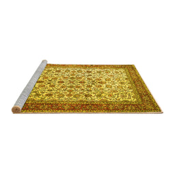 Sideview of Machine Washable Persian Yellow Traditional Rug, wshtr1334yw