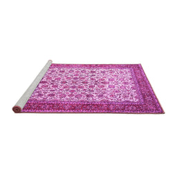 Sideview of Machine Washable Persian Pink Traditional Rug, wshtr1334pnk