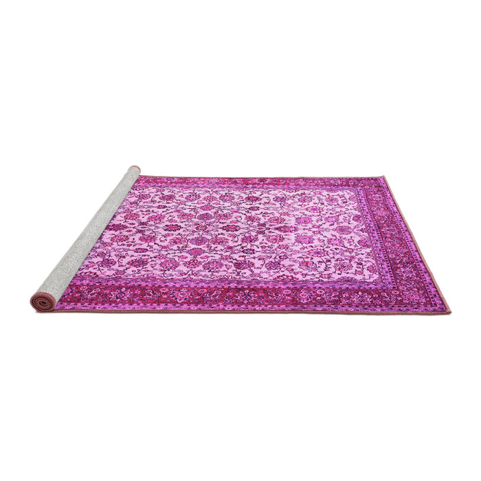 Sideview of Machine Washable Persian Pink Traditional Rug, wshtr1334pnk