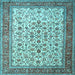 Square Machine Washable Persian Light Blue Traditional Rug, wshtr1334lblu