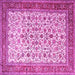 Square Machine Washable Persian Pink Traditional Rug, wshtr1334pnk