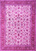 Machine Washable Persian Pink Traditional Rug, wshtr1334pnk