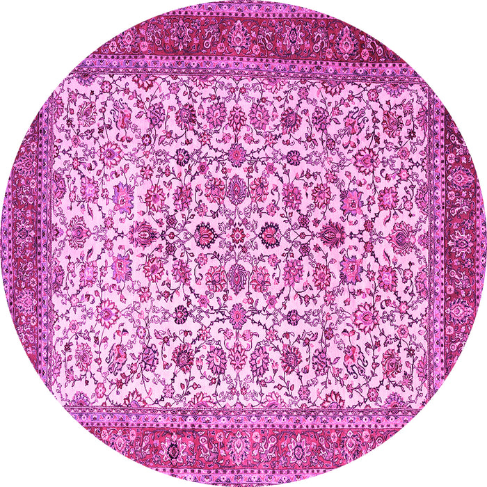 Round Machine Washable Persian Pink Traditional Rug, wshtr1334pnk