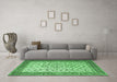 Machine Washable Persian Emerald Green Traditional Area Rugs in a Living Room,, wshtr1334emgrn