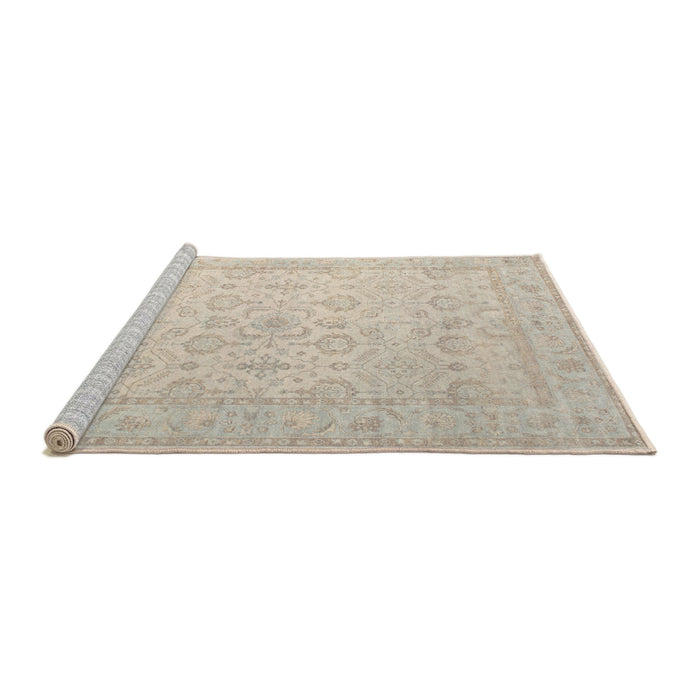 Sideview of Machine Washable Traditional Tan Brown Rug, wshtr1335