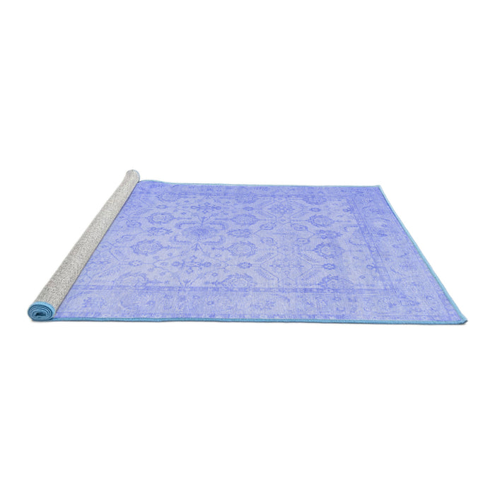 Sideview of Machine Washable Oriental Blue Traditional Rug, wshtr1335blu