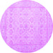 Round Oriental Purple Traditional Rug, tr1335pur