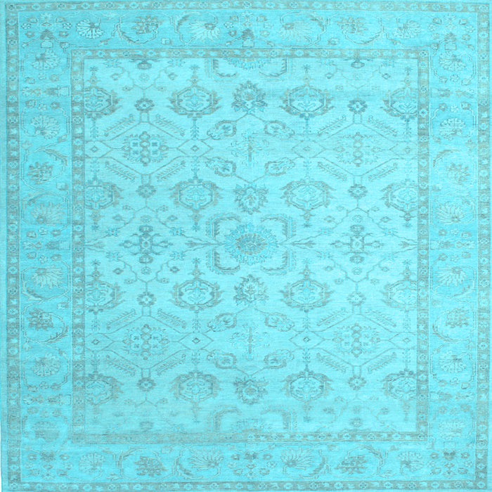 Square Machine Washable Oriental Light Blue Traditional Rug, wshtr1335lblu