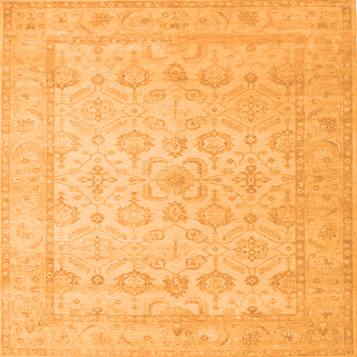 Round Machine Washable Oriental Orange Traditional Area Rugs, wshtr1335org