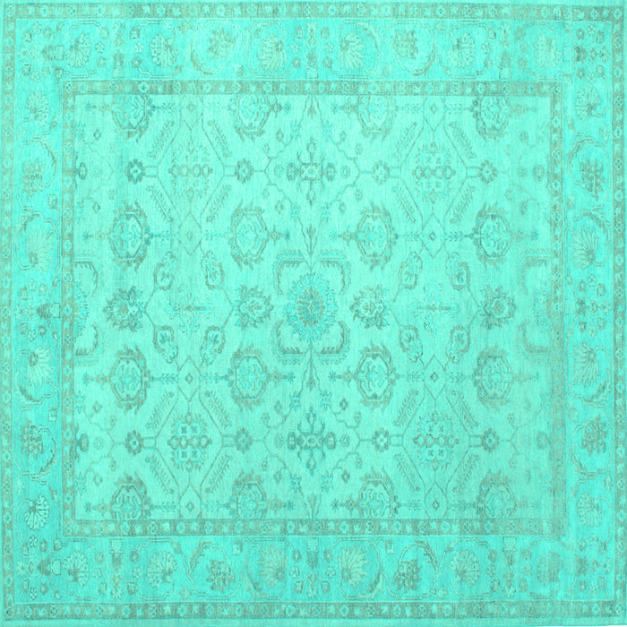Square Oriental Turquoise Traditional Rug, tr1335turq