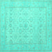 Square Oriental Turquoise Traditional Rug, tr1335turq