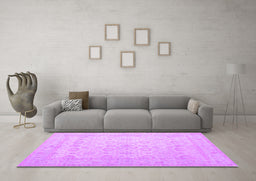 Machine Washable Oriental Purple Traditional Area Rugs in a Living Room, wshtr1335pur