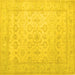 Square Machine Washable Oriental Yellow Traditional Rug, wshtr1335yw