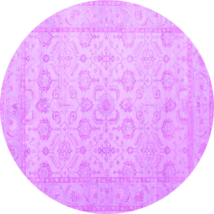 Round Machine Washable Oriental Purple Traditional Area Rugs, wshtr1335pur