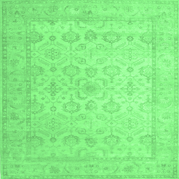 Square Machine Washable Oriental Emerald Green Traditional Area Rugs, wshtr1335emgrn