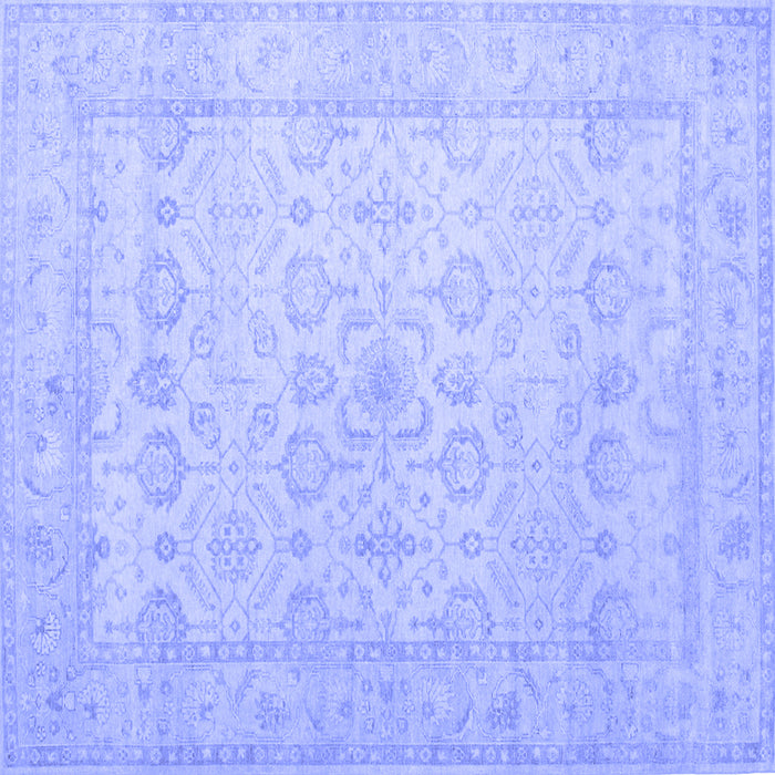 Square Machine Washable Oriental Blue Traditional Rug, wshtr1335blu