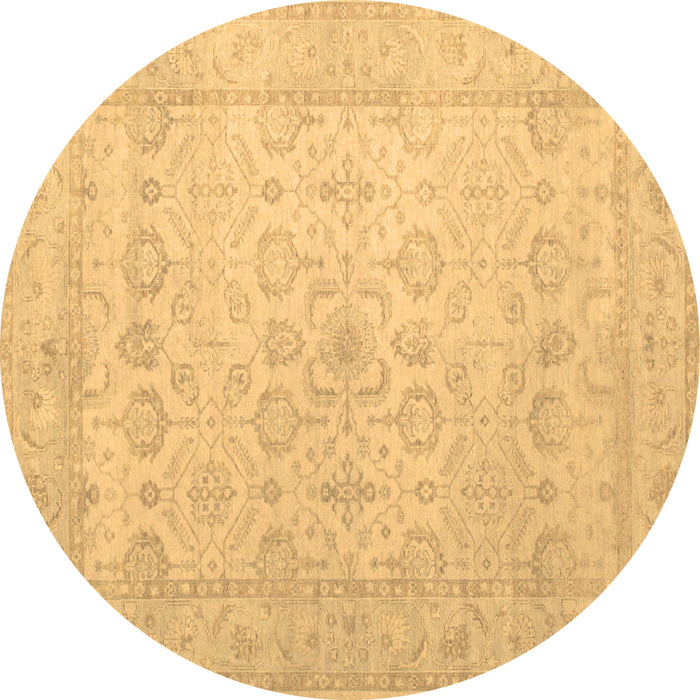 Round Machine Washable Oriental Brown Traditional Rug, wshtr1335brn