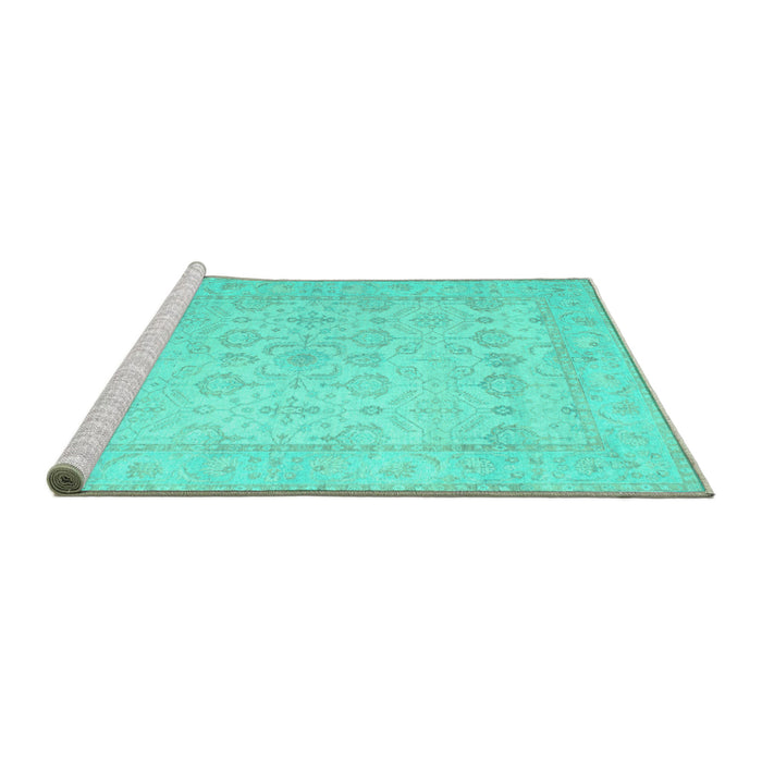 Sideview of Machine Washable Oriental Turquoise Traditional Area Rugs, wshtr1335turq
