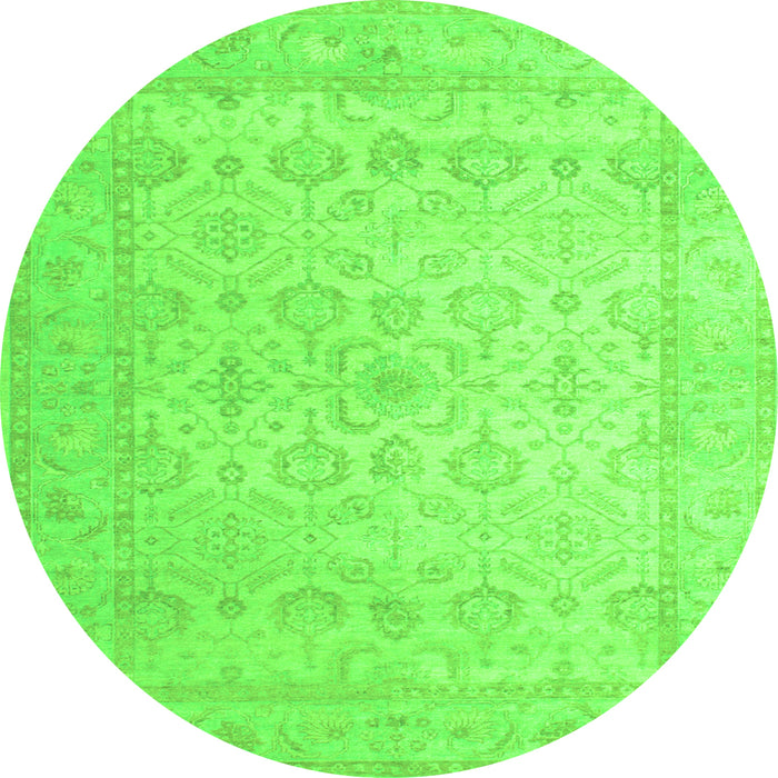Square Oriental Green Traditional Rug, tr1335grn
