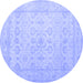 Round Oriental Blue Traditional Rug, tr1335blu