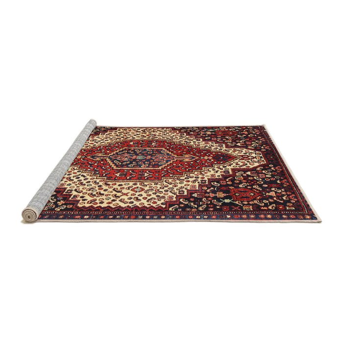 Sideview of Machine Washable Traditional Saffron Red Rug, wshtr1336