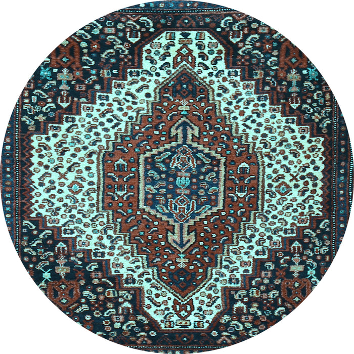 Round Machine Washable Persian Light Blue Traditional Rug, wshtr1336lblu