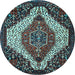 Round Machine Washable Persian Light Blue Traditional Rug, wshtr1336lblu
