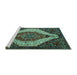 Sideview of Machine Washable Persian Turquoise Traditional Area Rugs, wshtr1336turq