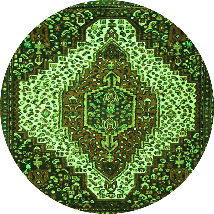 Square Persian Green Traditional Rug, tr1336grn