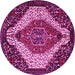 Round Machine Washable Persian Pink Traditional Rug, wshtr1336pnk