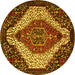 Round Persian Yellow Traditional Rug, tr1336yw