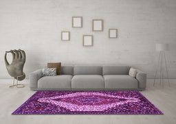 Machine Washable Persian Purple Traditional Area Rugs in a Living Room, wshtr1336pur