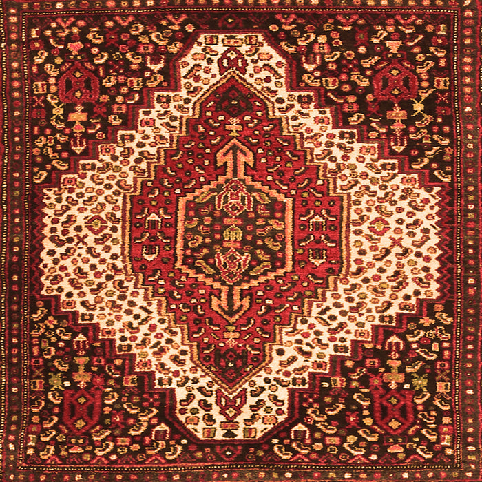 Round Machine Washable Persian Orange Traditional Area Rugs, wshtr1336org