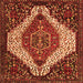 Round Machine Washable Persian Orange Traditional Area Rugs, wshtr1336org