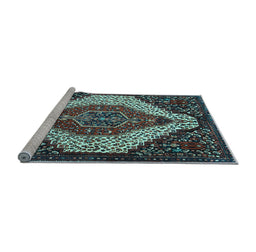 Sideview of Machine Washable Persian Light Blue Traditional Rug, wshtr1336lblu