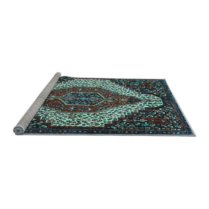 Sideview of Machine Washable Persian Light Blue Traditional Rug, wshtr1336lblu