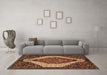 Machine Washable Persian Brown Traditional Rug in a Living Room,, wshtr1336brn