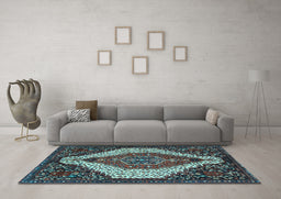 Machine Washable Persian Light Blue Traditional Rug in a Living Room, wshtr1336lblu