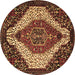 Round Machine Washable Persian Brown Traditional Rug, wshtr1336brn