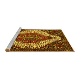 Sideview of Machine Washable Persian Yellow Traditional Rug, wshtr1336yw