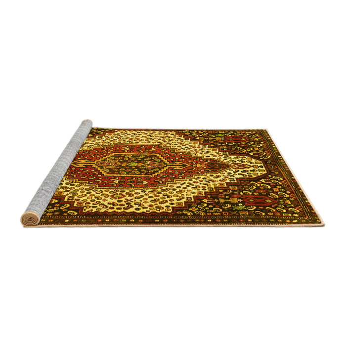 Sideview of Machine Washable Persian Yellow Traditional Rug, wshtr1336yw
