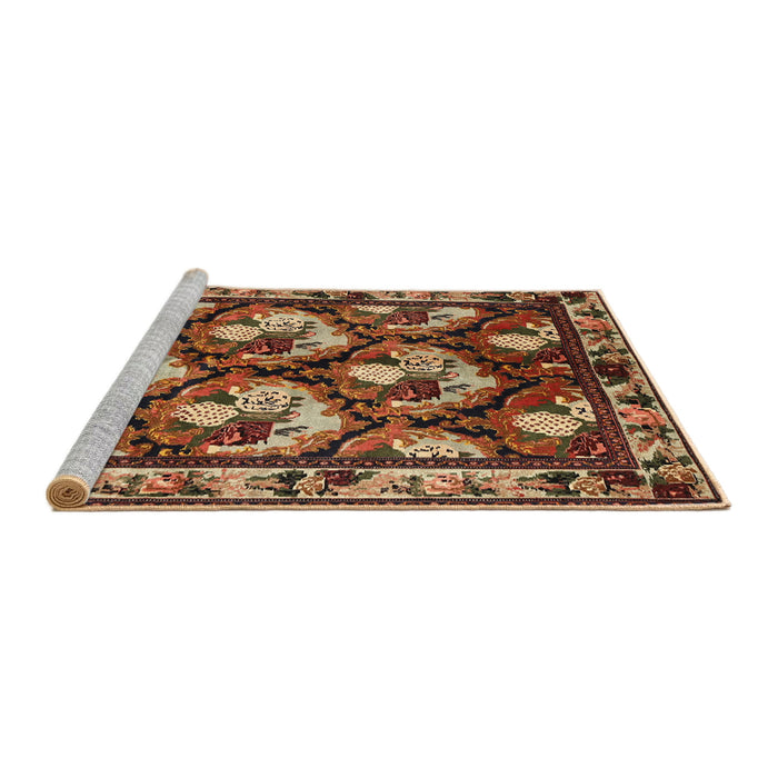 Sideview of Machine Washable Traditional Saffron Red Rug, wshtr1337
