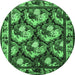 Round Animal Emerald Green Traditional Rug, tr1337emgrn